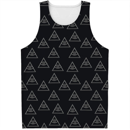 Masonic Eye Pattern Print Men's Tank Top