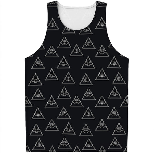 Masonic Eye Pattern Print Men's Tank Top
