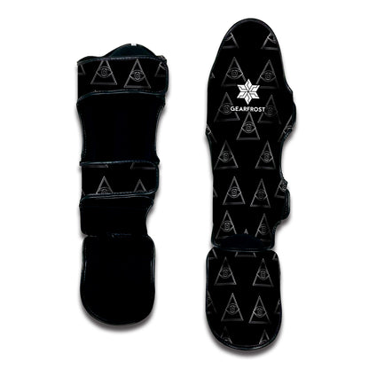 Masonic Eye Pattern Print Muay Thai Shin Guard