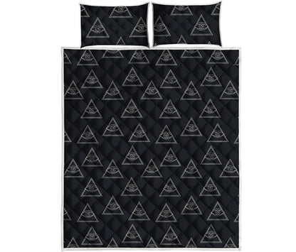 Masonic Eye Pattern Print Quilt Bed Set