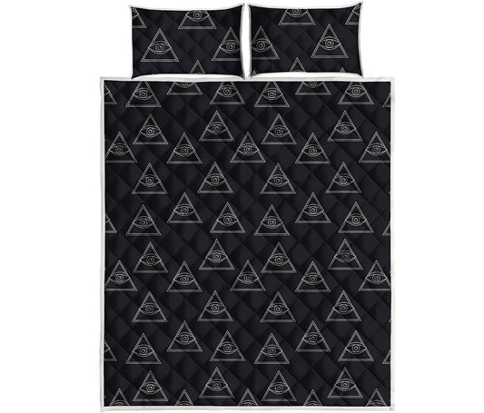 Masonic Eye Pattern Print Quilt Bed Set