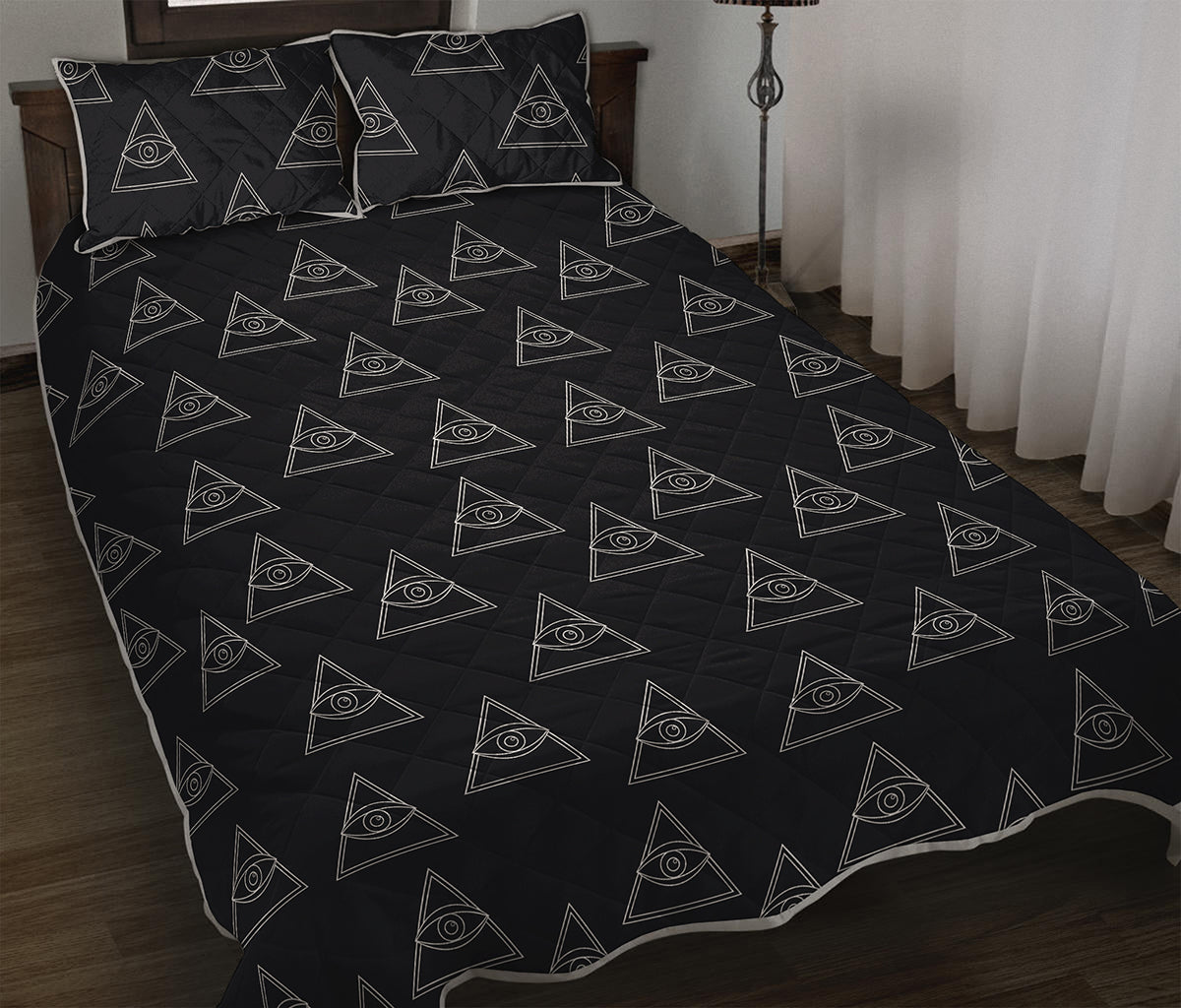 Masonic Eye Pattern Print Quilt Bed Set