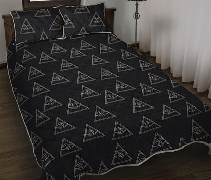 Masonic Eye Pattern Print Quilt Bed Set