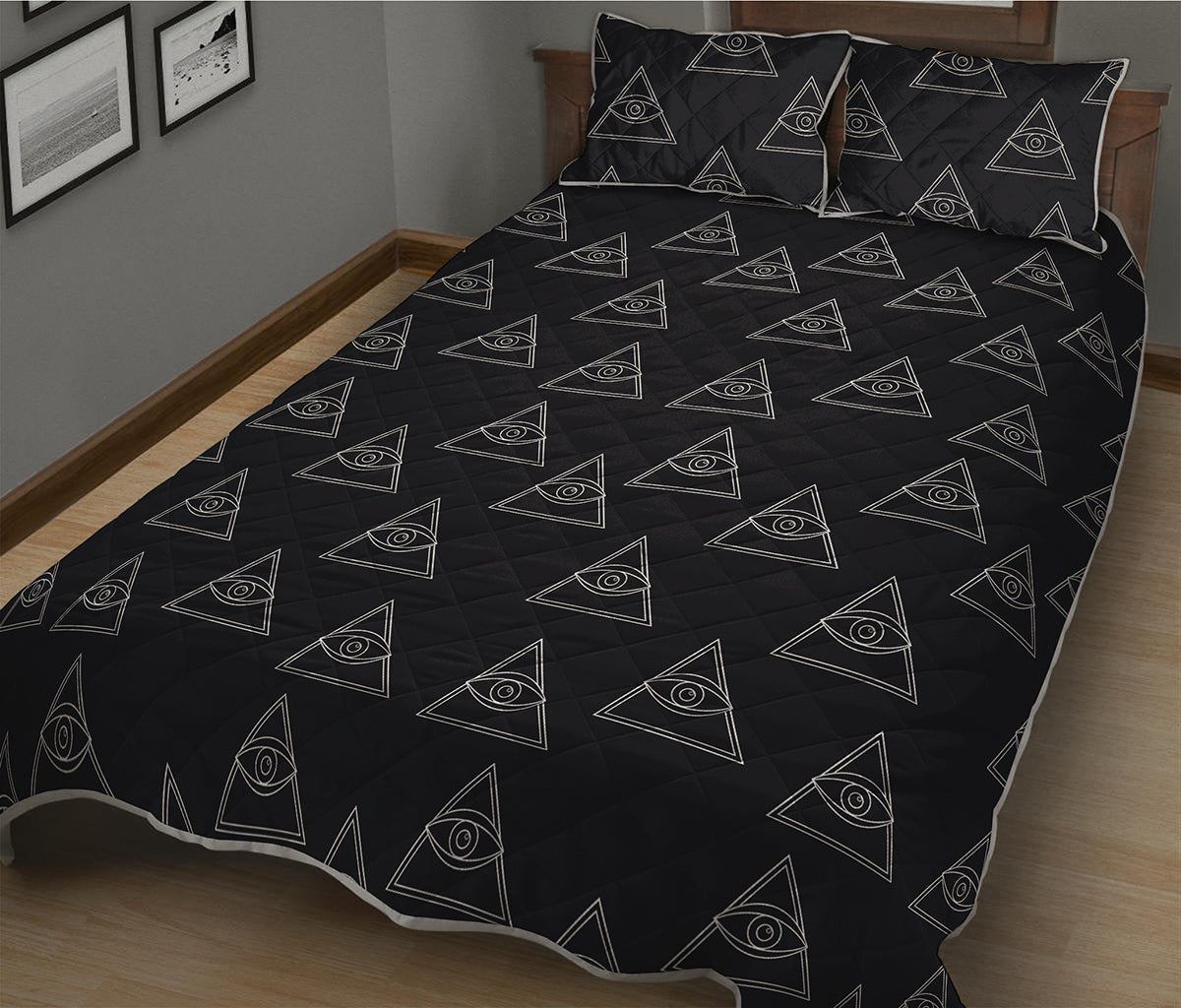 Masonic Eye Pattern Print Quilt Bed Set