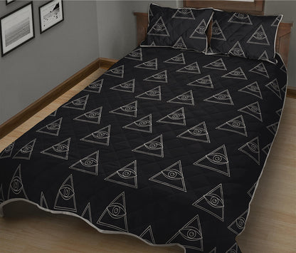 Masonic Eye Pattern Print Quilt Bed Set