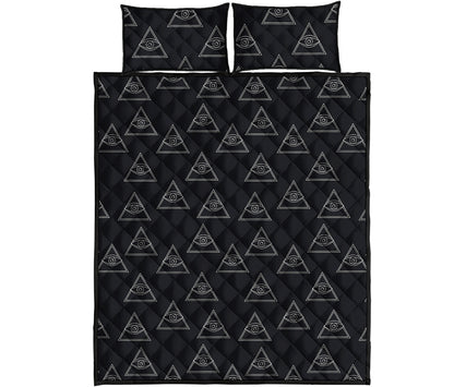 Masonic Eye Pattern Print Quilt Bed Set