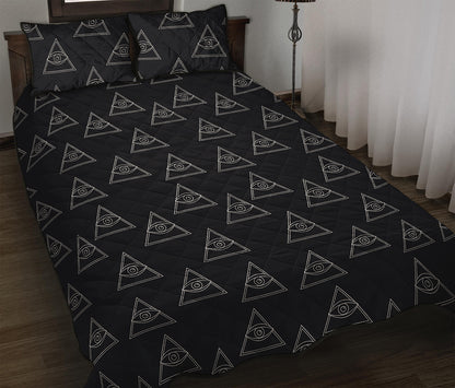 Masonic Eye Pattern Print Quilt Bed Set