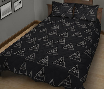 Masonic Eye Pattern Print Quilt Bed Set