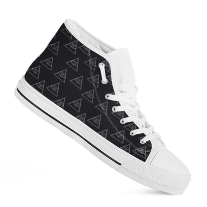 Masonic Eye Pattern Print White High Top Shoes