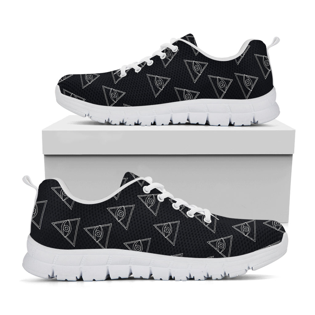 Masonic Eye Pattern Print White Sneakers