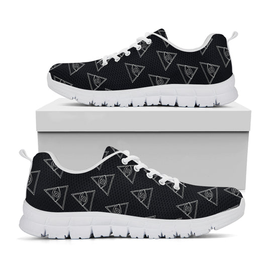 Masonic Eye Pattern Print White Sneakers