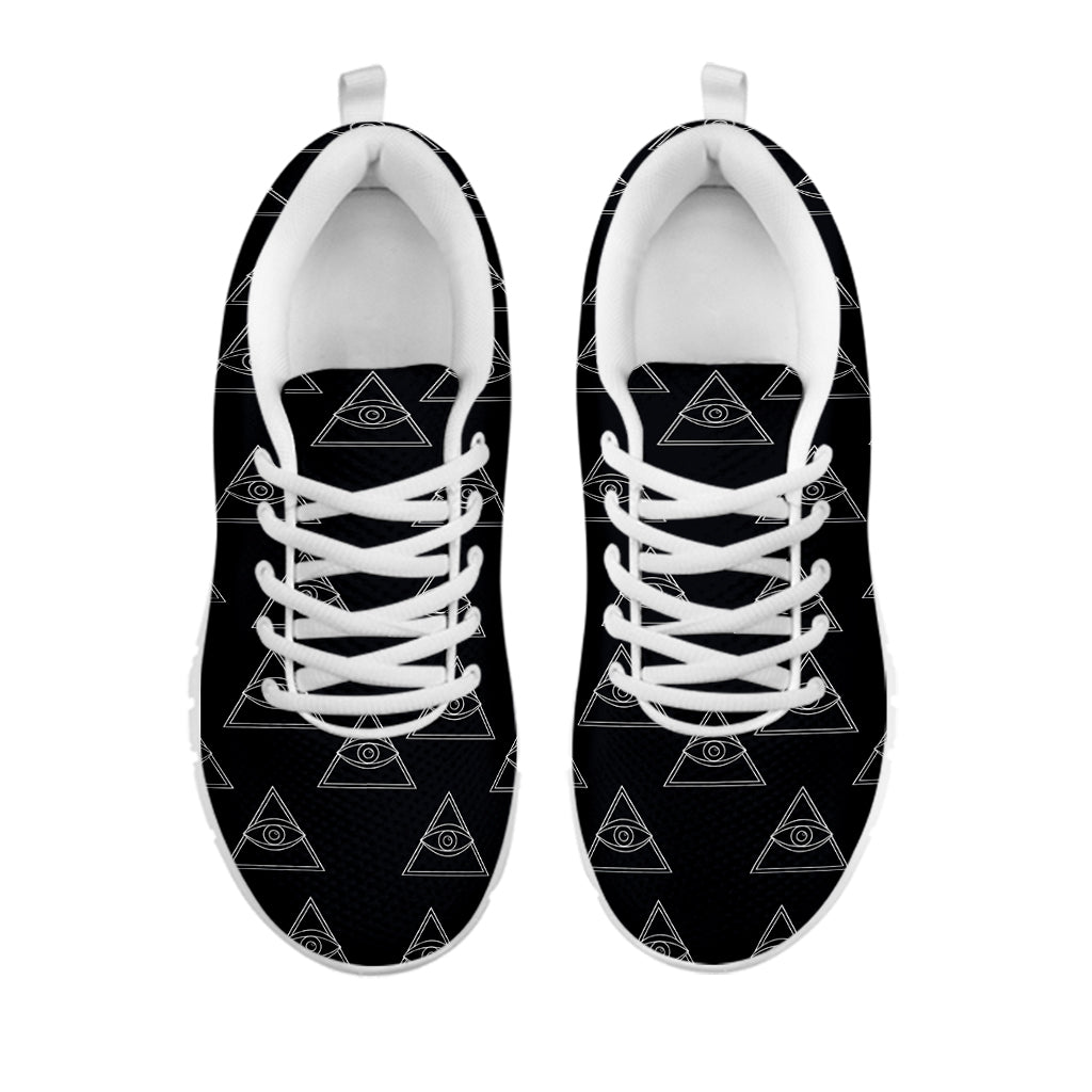 Masonic Eye Pattern Print White Sneakers