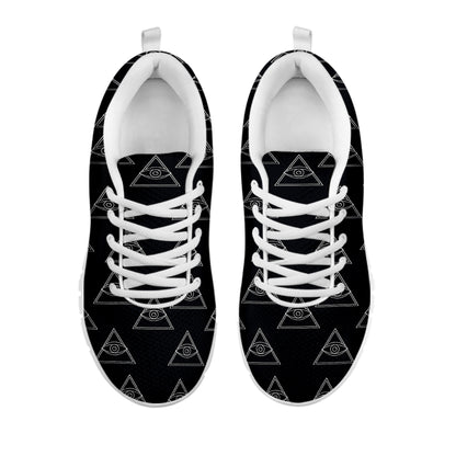 Masonic Eye Pattern Print White Sneakers