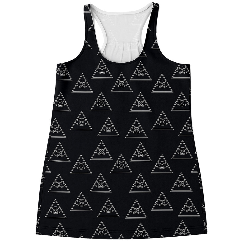 Masonic Eye Pattern Print Women's Racerback Tank Top