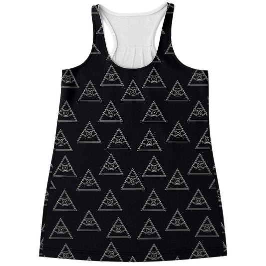 Masonic Eye Pattern Print Women's Racerback Tank Top