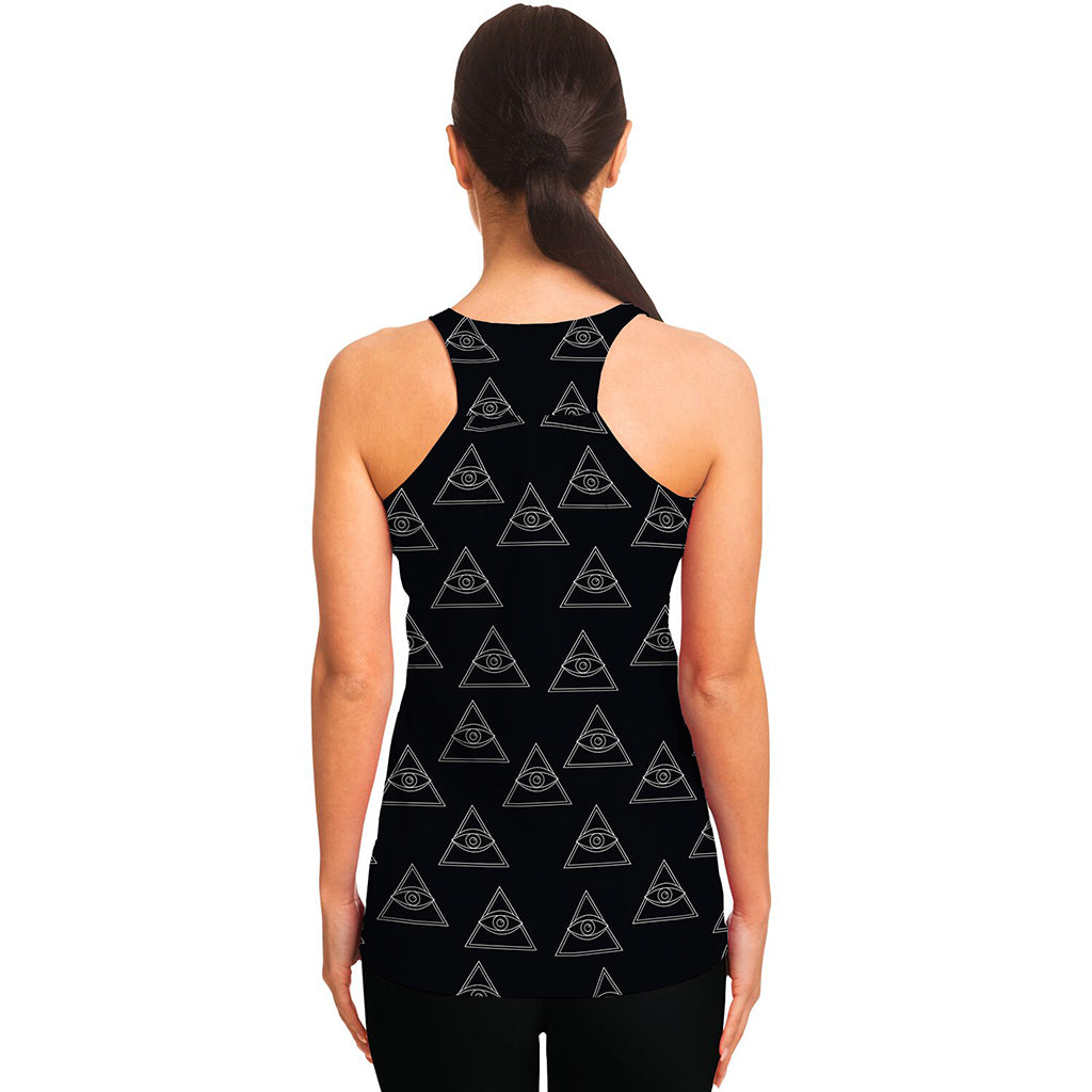 Masonic Eye Pattern Print Women's Racerback Tank Top
