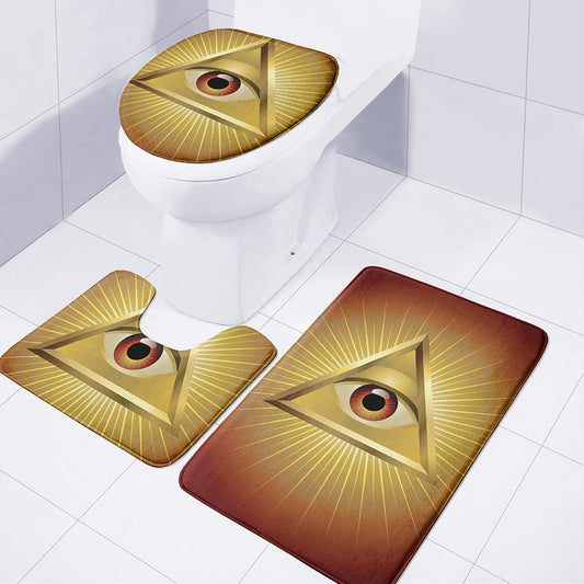 Masonic Eye Sight Print 3 Piece Bath Mat Set