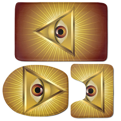 Masonic Eye Sight Print 3 Piece Bath Mat Set