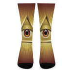 Masonic Eye Sight Print Crew Socks