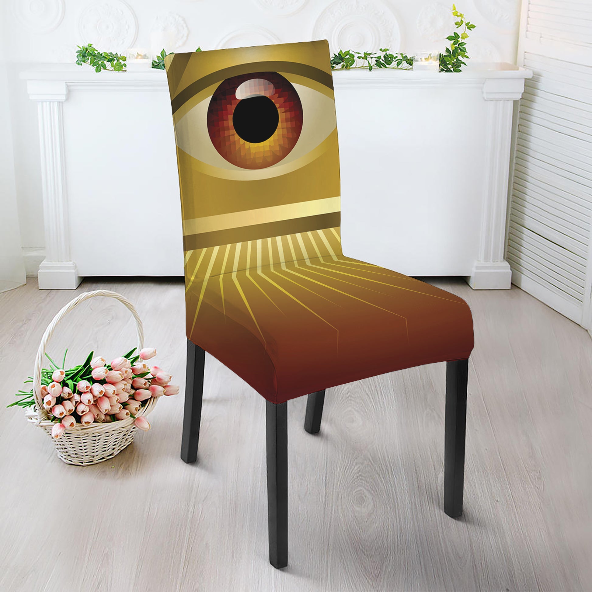 Masonic Eye Sight Print Dining Chair Slipcover