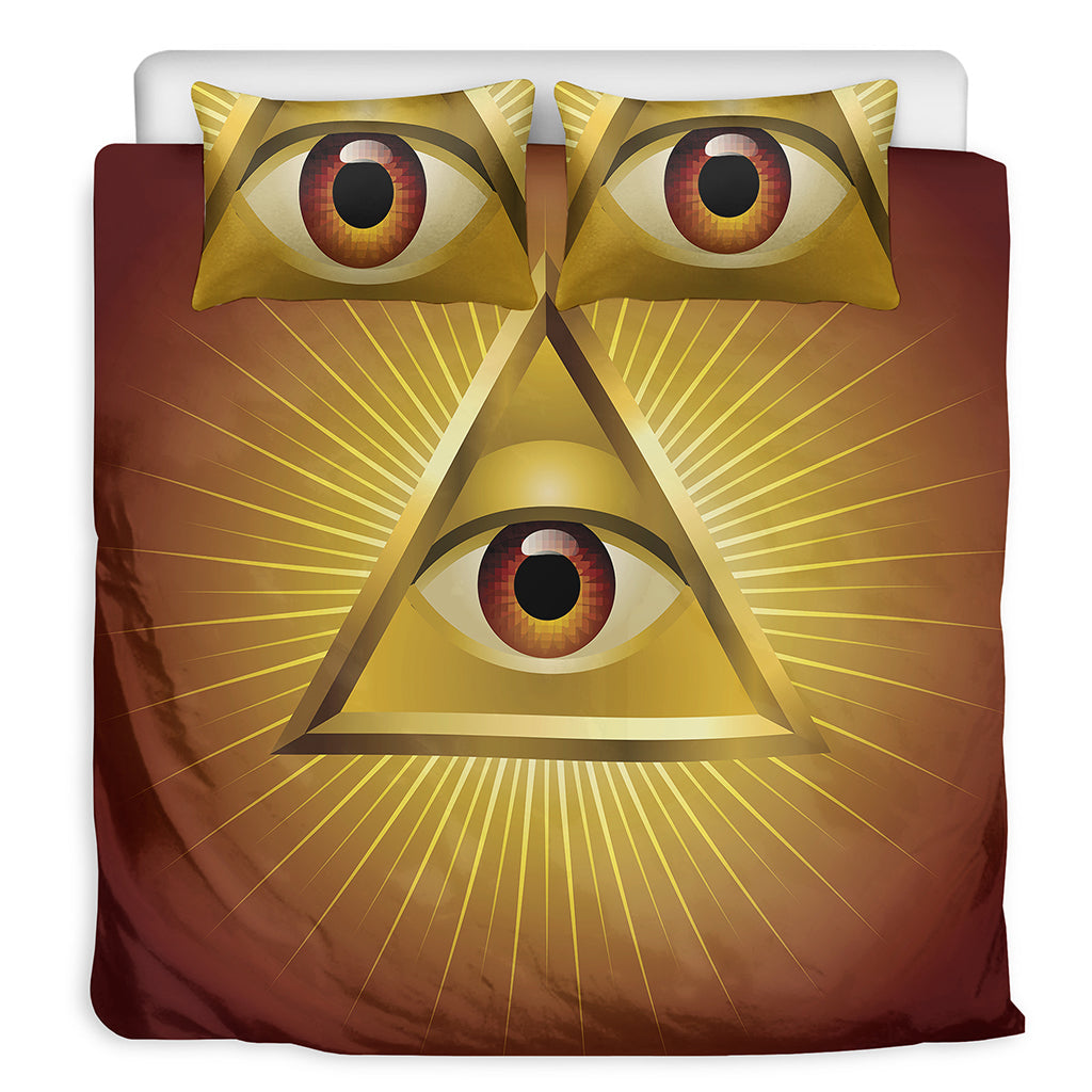 Masonic Eye Sight Print Duvet Cover Bedding Set