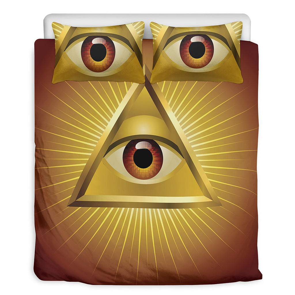 Masonic Eye Sight Print Duvet Cover Bedding Set