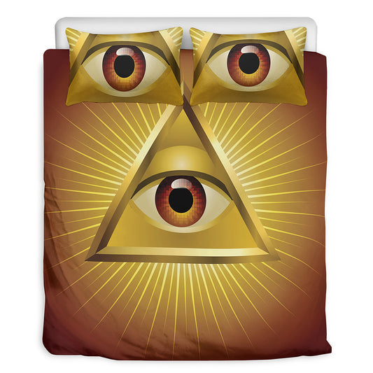 Masonic Eye Sight Print Duvet Cover Bedding Set