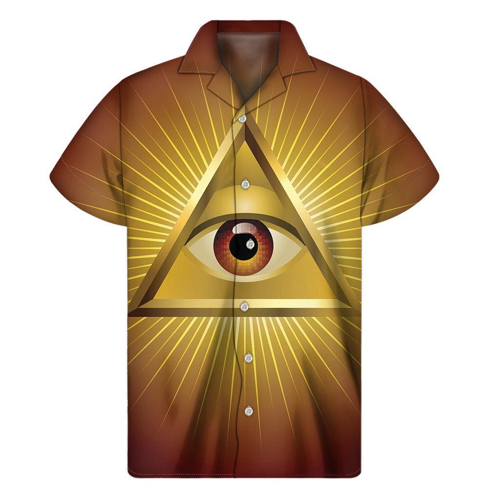 Masonic Eye Sight Print Men's Short Sleeve Shirt