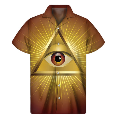 Masonic Eye Sight Print Men's Short Sleeve Shirt