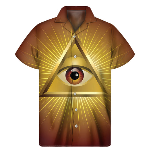 Masonic Eye Sight Print Men's Short Sleeve Shirt