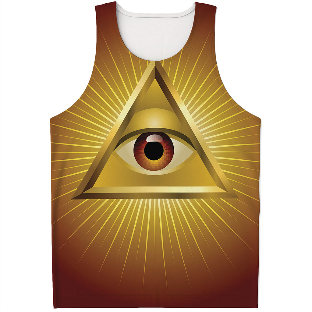 Masonic Eye Sight Print Men's Tank Top