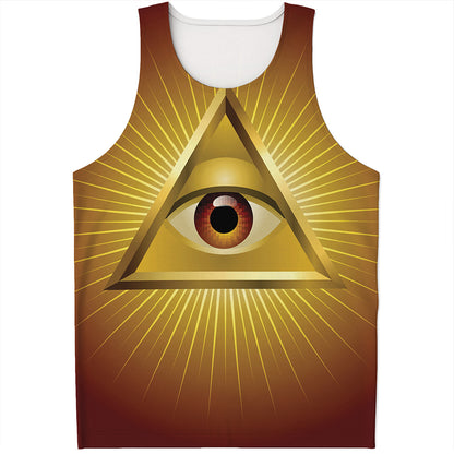 Masonic Eye Sight Print Men's Tank Top