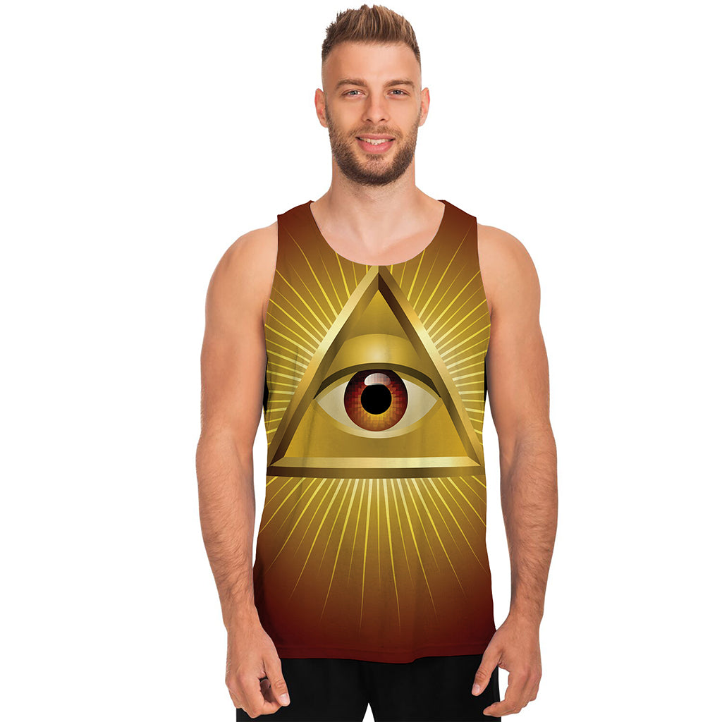 Masonic Eye Sight Print Men's Tank Top