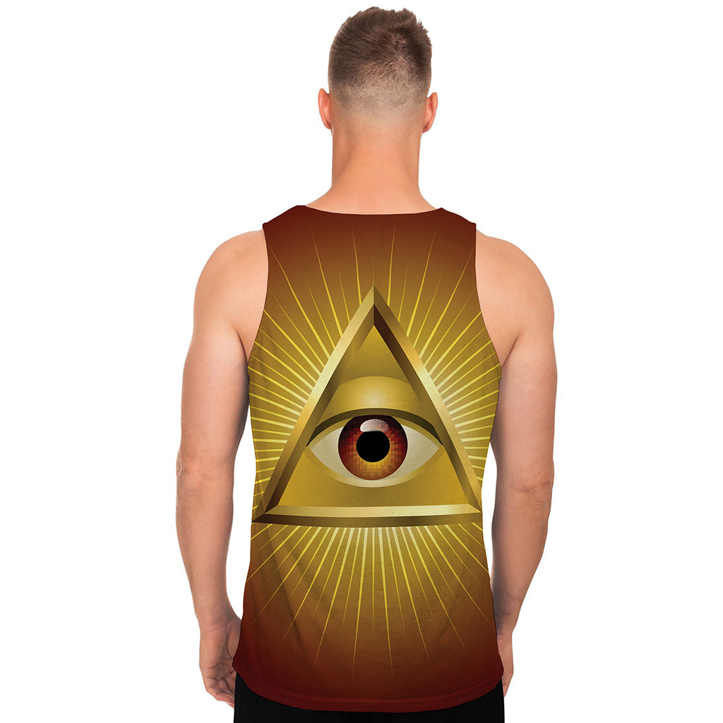 Masonic Eye Sight Print Men's Tank Top