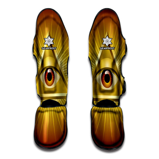 Masonic Eye Sight Print Muay Thai Shin Guard