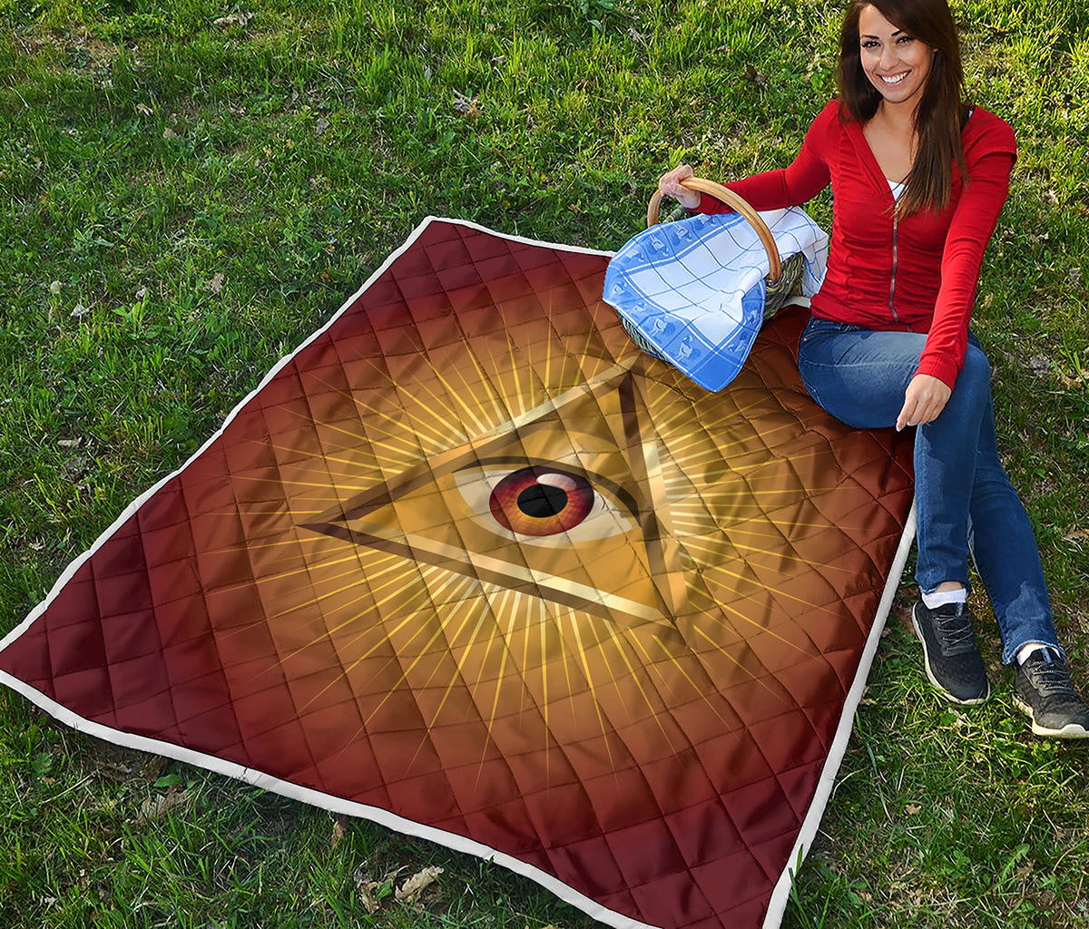 Masonic Eye Sight Print Quilt
