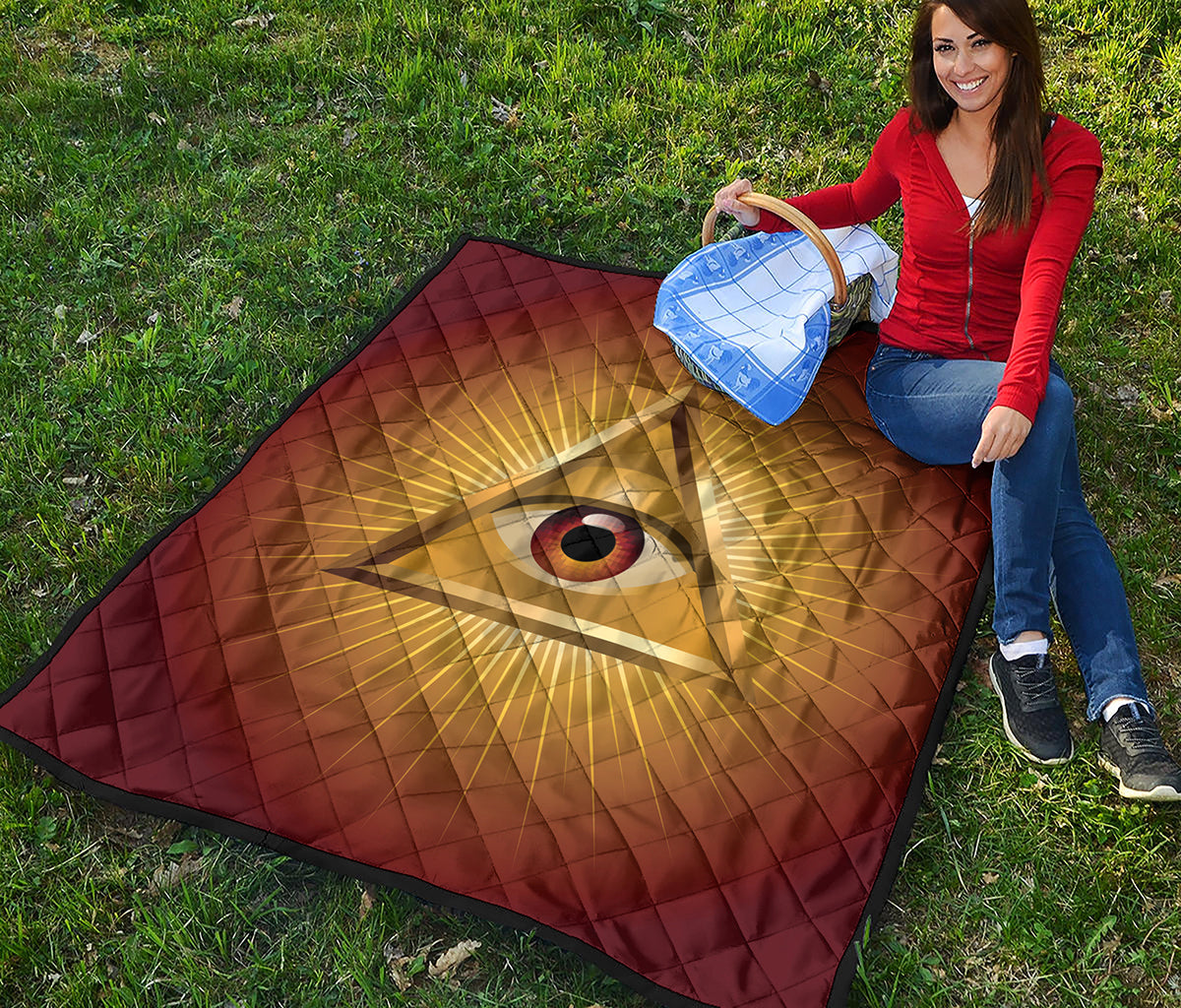 Masonic Eye Sight Print Quilt