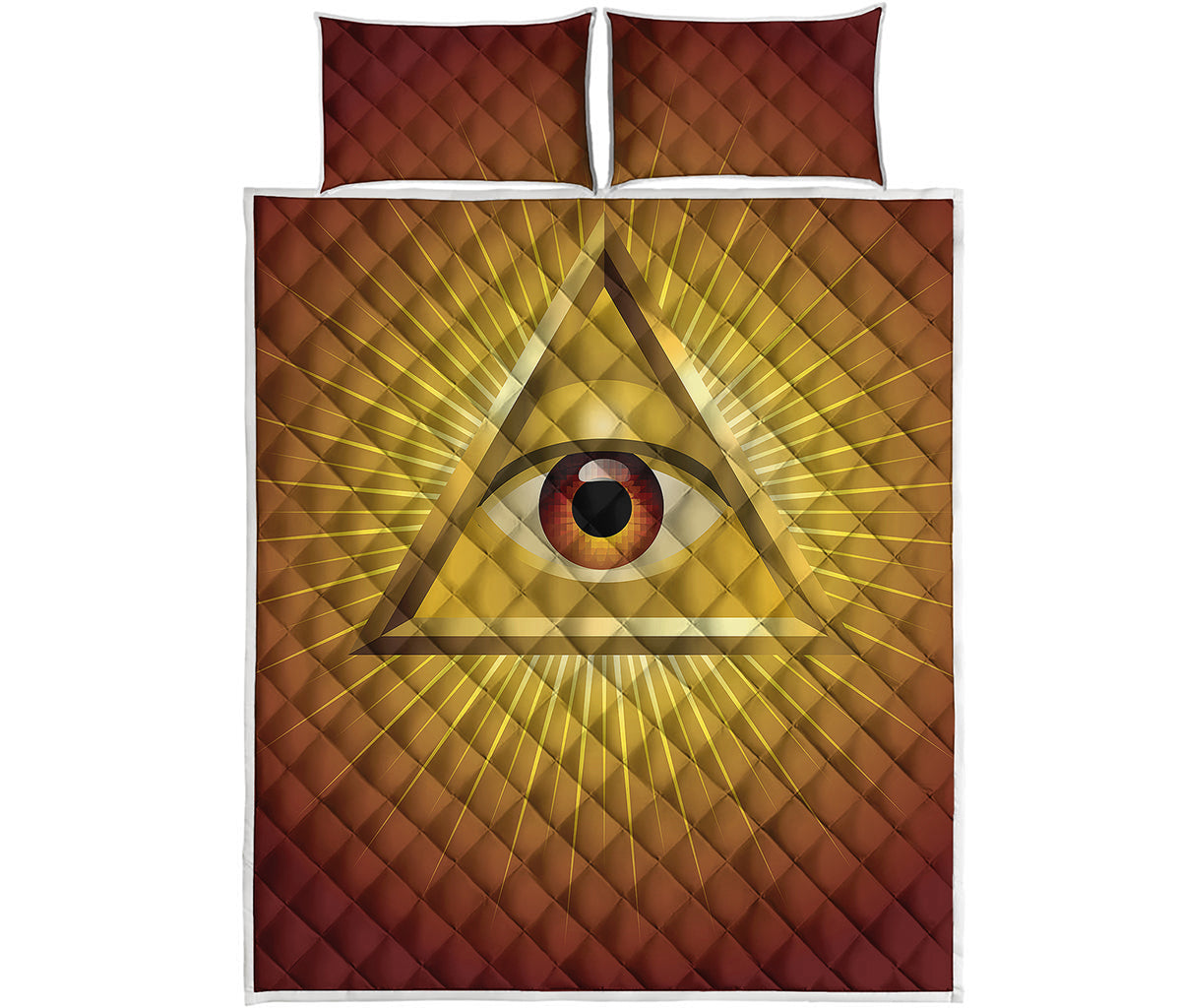 Masonic Eye Sight Print Quilt Bed Set