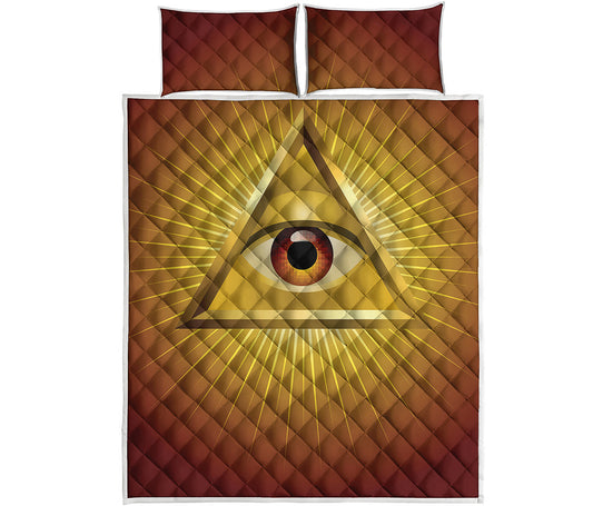Masonic Eye Sight Print Quilt Bed Set