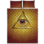 Masonic Eye Sight Print Quilt Bed Set