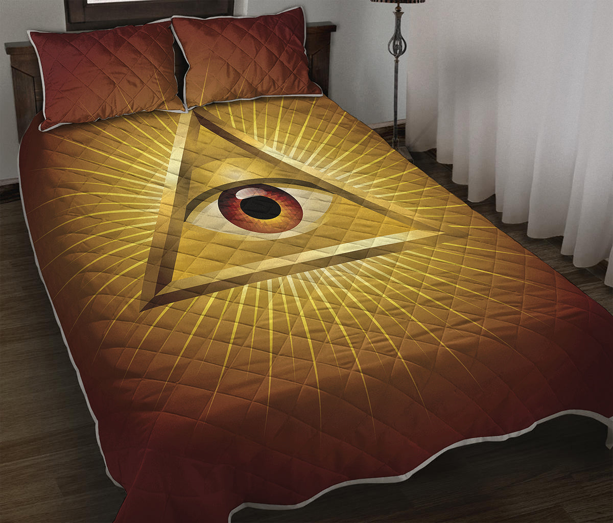 Masonic Eye Sight Print Quilt Bed Set