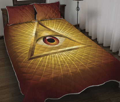 Masonic Eye Sight Print Quilt Bed Set