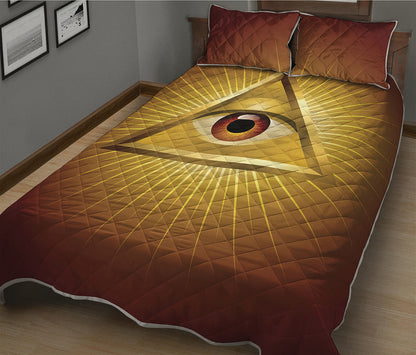 Masonic Eye Sight Print Quilt Bed Set