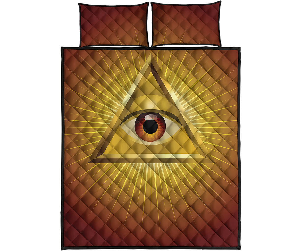 Masonic Eye Sight Print Quilt Bed Set