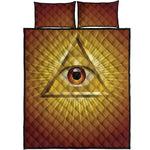 Masonic Eye Sight Print Quilt Bed Set