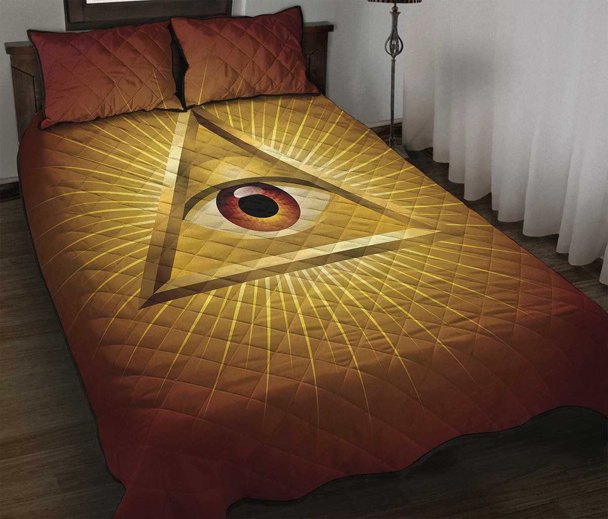 Masonic Eye Sight Print Quilt Bed Set