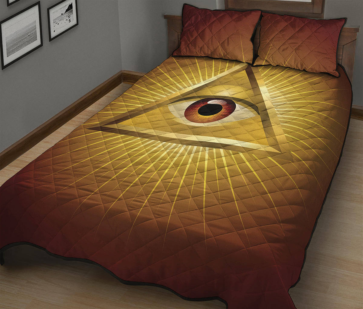 Masonic Eye Sight Print Quilt Bed Set