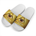 Masonic Eye Sight Print White Slide Sandals