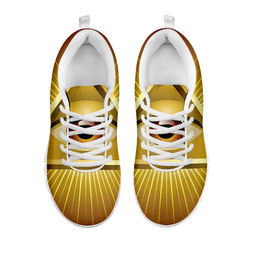 Masonic Eye Sight Print White Sneakers