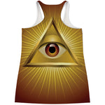 Masonic Eye Sight Print Women's Racerback Tank Top